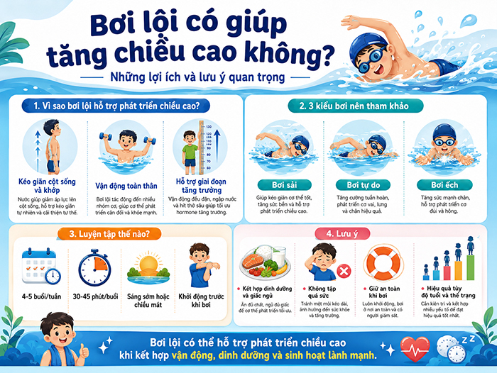 Bơi lội có giúp tăng chiều cao không?