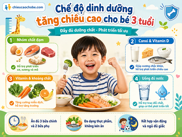 Cách tăng chiều cao cho bé 3 tuổi