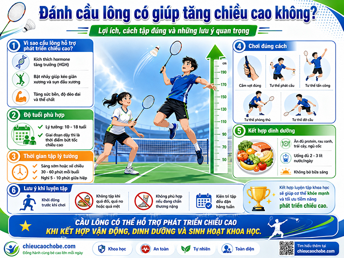 Đánh cầu lông có giúp tăng chiều cao