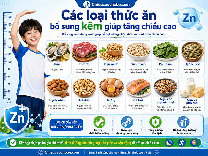 Kẽm có giúp tăng chiều cao không