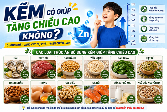 Kẽm có giúp phát triển chiều cao?